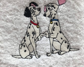 Pongo e perdita da 101 Dalmations panno per il viso ricamato