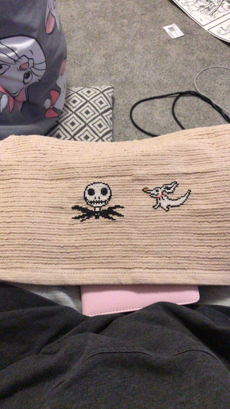 Jack Skellington and Zero dog tea towel