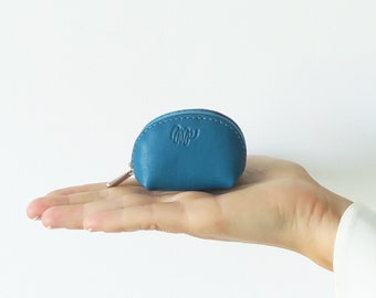 Tiny leather pouch, small leather coin purse, small zipper pouch, zipper coin purse, coworker gifts, gift for friend