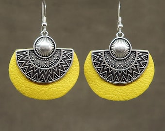 Pendientes de cuero, Pendientes mujer, Pendientes etnicos, Pendientes de cuero ligeros, Pendientes largos, Regalos para ella