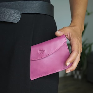 Leather wallet for woman, small leather wallet, pink wallet, wallet for women, minimalist wallet, soft leather wallet, gifts for her