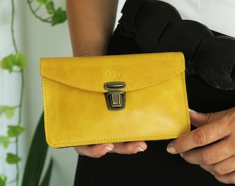 Cartera de cuero minimalista para mujer, cartera de cuero suave, cartera delgada para mujeres, cartera de cuero pequeña, regalo para mamá