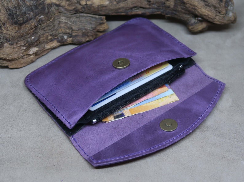 Cartera de mujer de cuero, cartera de piel para mujer, monedero mujer, billetera de cuero de mujer, cartera minimalista, regalo para mujer image 3