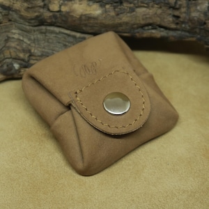 Tiny leather coin purses, mini coin purses, coin bags, tiny folding coin purses, leather coin purses, genuine leather,leather gift for him light brown/camel