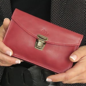 Leather wallet women with zipper coin pocket, handmade leather wallet women, minimal wallet, leather wallet for woman, Christmas gift