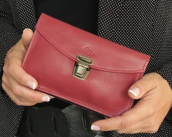 Portefeuille en cuir pour femme avec poche zippée pour monnaie, portefeuille en cuir fait main pour femme, portefeuille minimaliste, portefeuille en cuir pour femme, cadeau de Noël