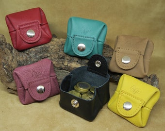 de cuero pequeño monedero unisex mini - Etsy España