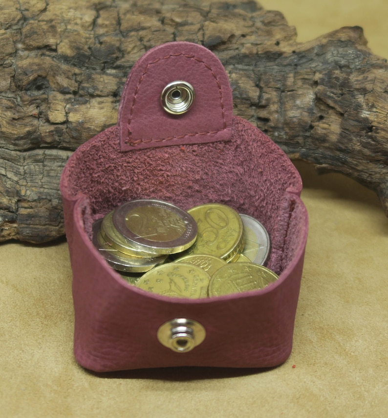 Petits porte-monnaie en cuir, mini-porte-monnaie, sacs pour pièce de monnaie, petits porte-monnaie pliants, porte-monnaie en cuir, cuir véritable, cadeau en cuir pour lui image 5