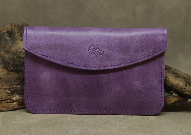 Cartera de mujer de cuero, cartera de piel para mujer, monedero mujer, billetera de cuero de mujer, cartera minimalista, regalo para mujer Purple