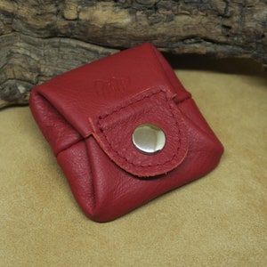 Tiny leather coin purses, mini coin purses, coin bags, tiny folding coin purses, leather coin purses, genuine leather,leather gift for him red/rojo