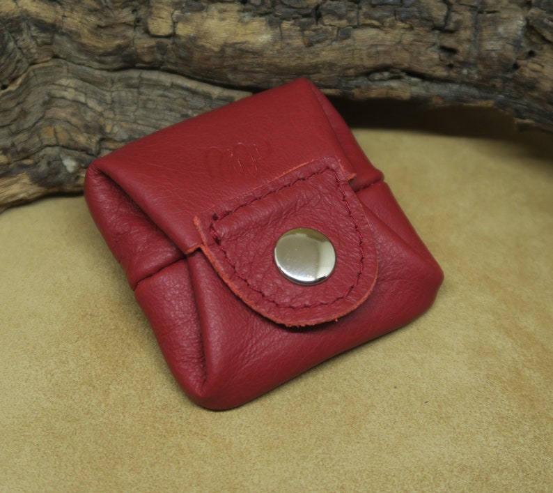 Tiny leather coin purses, mini coin purses, coin bags, tiny folding coin purses, leather coin purses, genuine leather,leather gift for him red/rojo