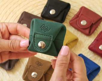 Tiny leather coin purses, mini coin purses, coin bags, small folding coin purses, leather coin purses, genuine leather, leather gift for him