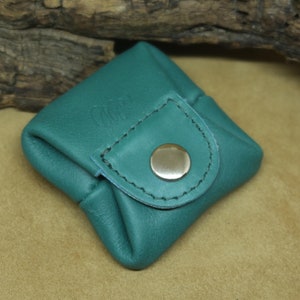 Petits porte-monnaie en cuir, mini-porte-monnaie, sacs pour pièce de monnaie, petits porte-monnaie pliants, porte-monnaie en cuir, cuir véritable, cadeau en cuir pour lui green/verde