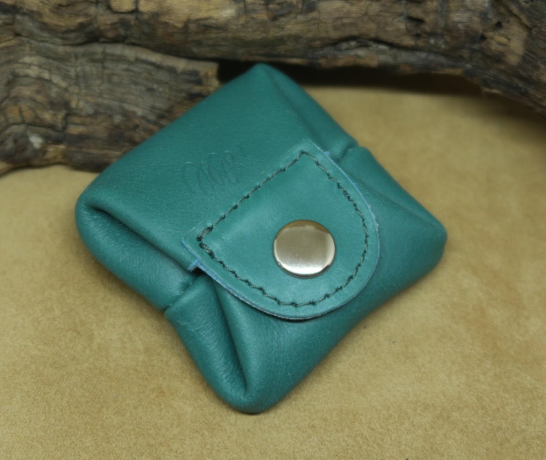 Tiny leather coin purses, mini coin purses, coin bags, tiny folding coin purses, leather coin purses, genuine leather,leather gift for him green/verde