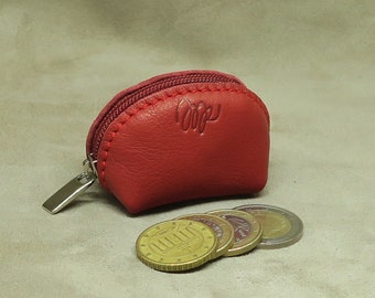 Mini leather pouch, Small leather coin purse, leather change purse with zipper, leather earphone organizer, zip coin purse, zippered pouch