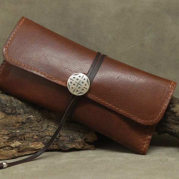 Leather cigarrette case, leather tobacco pouch, handmade rolling cigarette case, brown leather snuff box, gift for him/her, best friend gift