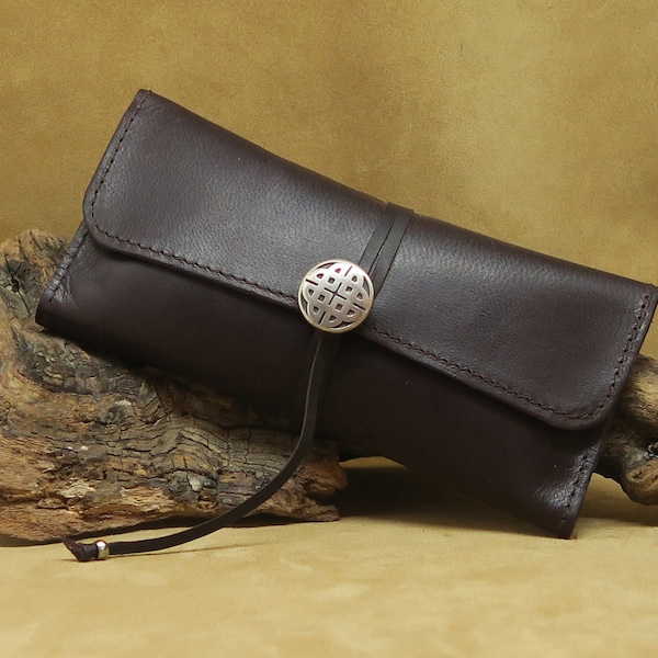 Tabaquera cuero, bolsa de tabaco de cuero, tabaquera, tabaquera de cuero marrón, tabaquera hecha a mano, tabaquera para hombre