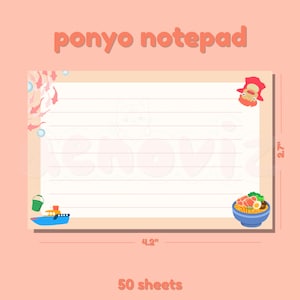 Ponyo Inspired Mini Memo Pad | 4.2x2.7&quot; | 40 Sheets | Cute Stationery | Notepad