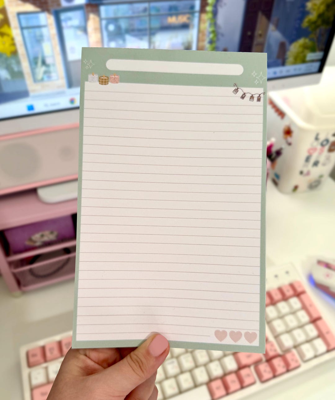 Cozy Aesthetic Notepad 5x8 | Cute Lined Writing Pad | Soft Green Cozy ...