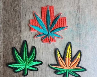 Patch thermocollant à trois feuilles de cannabis