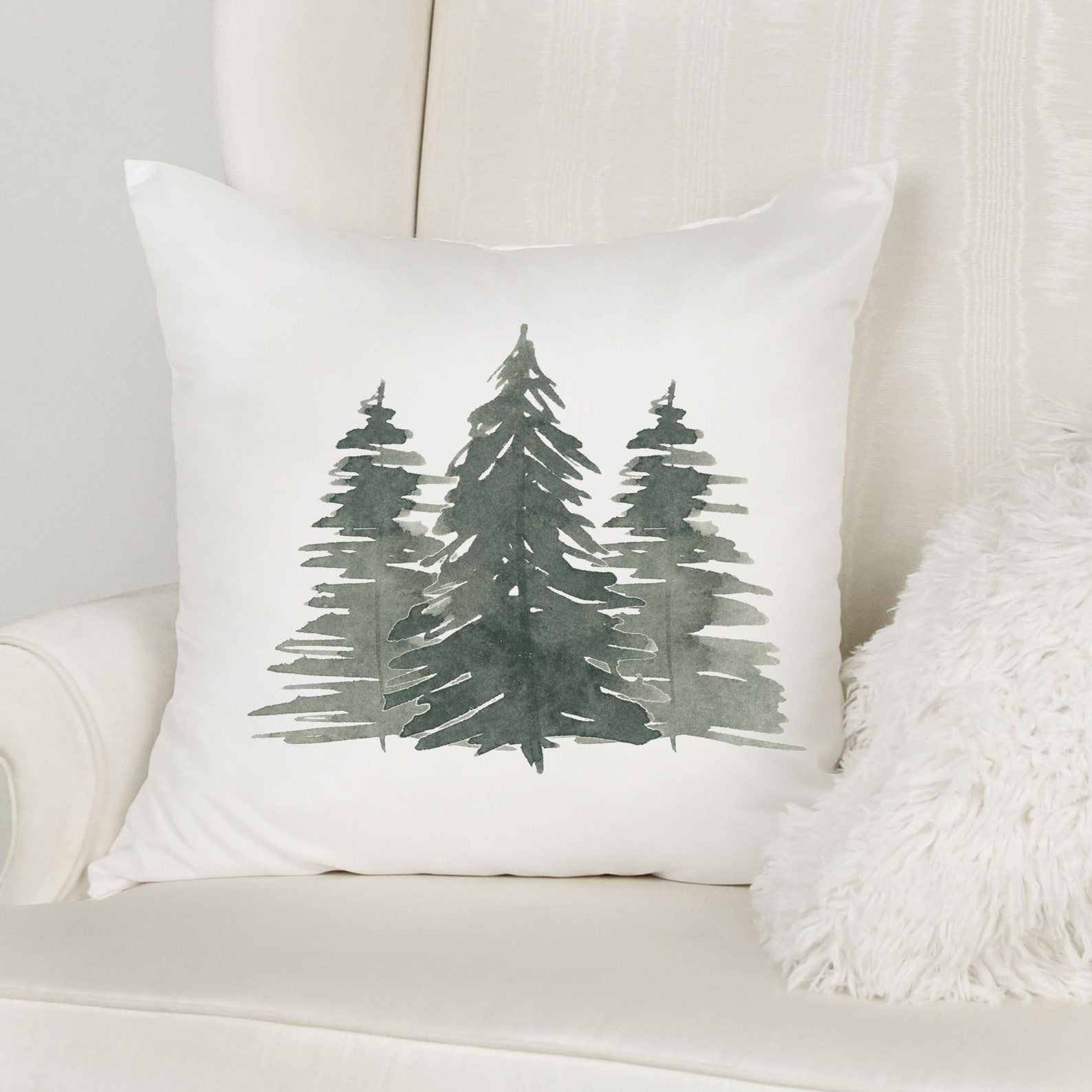 Winter Pillow Cover Evergreen Pillow Cover Farmhouse Decor Etsy