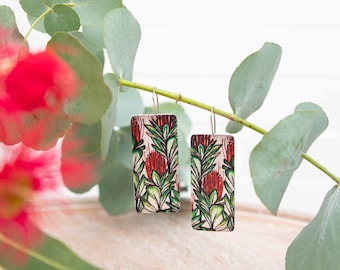 Banksia Earrings | Australian flower earrings | Red flowers | Plants | Botanical Earrings | Native plants | Eco friendly earrings