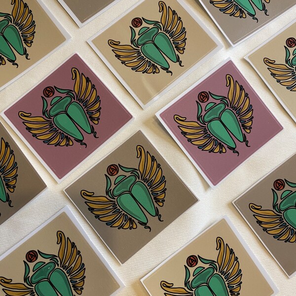 Scarab Beetle Sticker/ Egyptian Stickers/ Vinyl Stickers/ Laptop Stickers/ Drinking Bottles Stickers/ Bug Sticker/ Art Nouveau Sticker