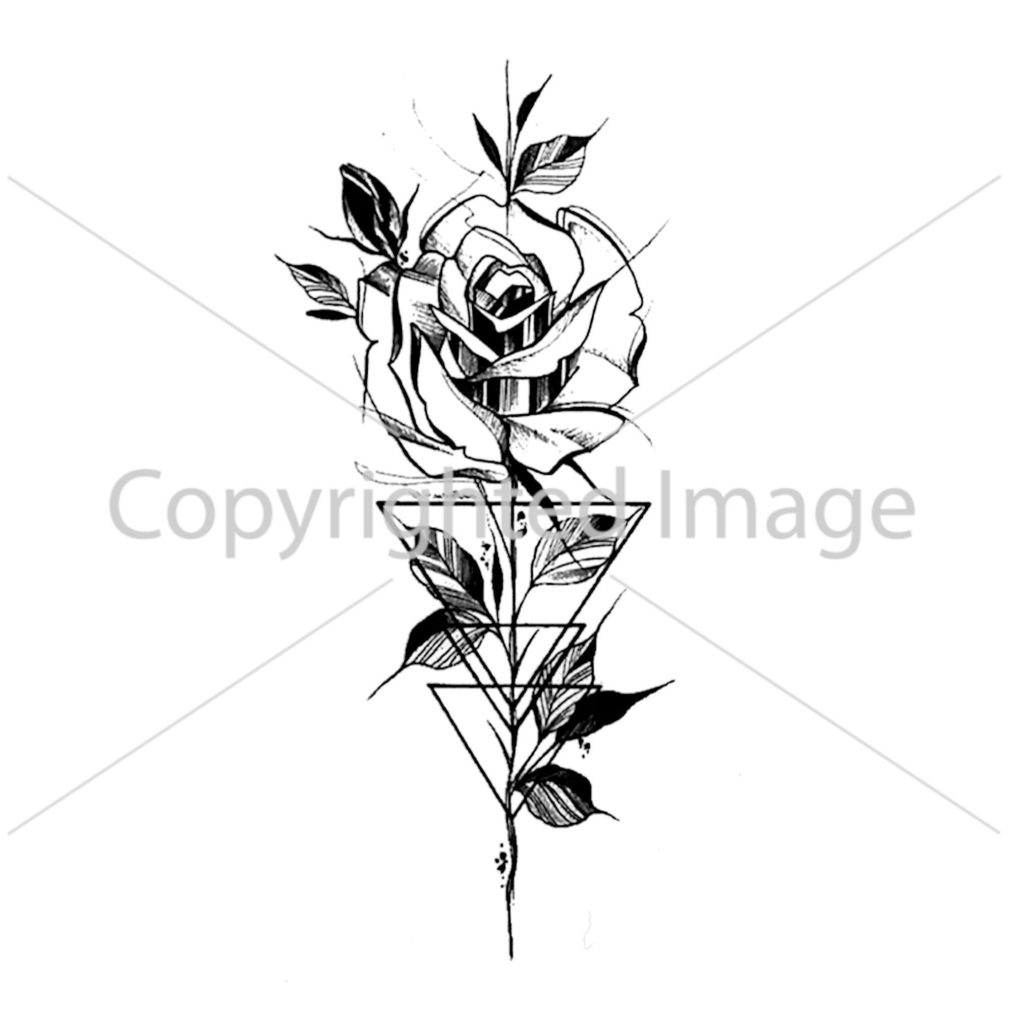 Abstract Rose Silhouette Tattoo. Triangle Geometric Shapes and Rose. Summer  Time Abstract Black Flowers. Nature Theme. Stock Vector - Illustration of  drawn, flower: 117142333