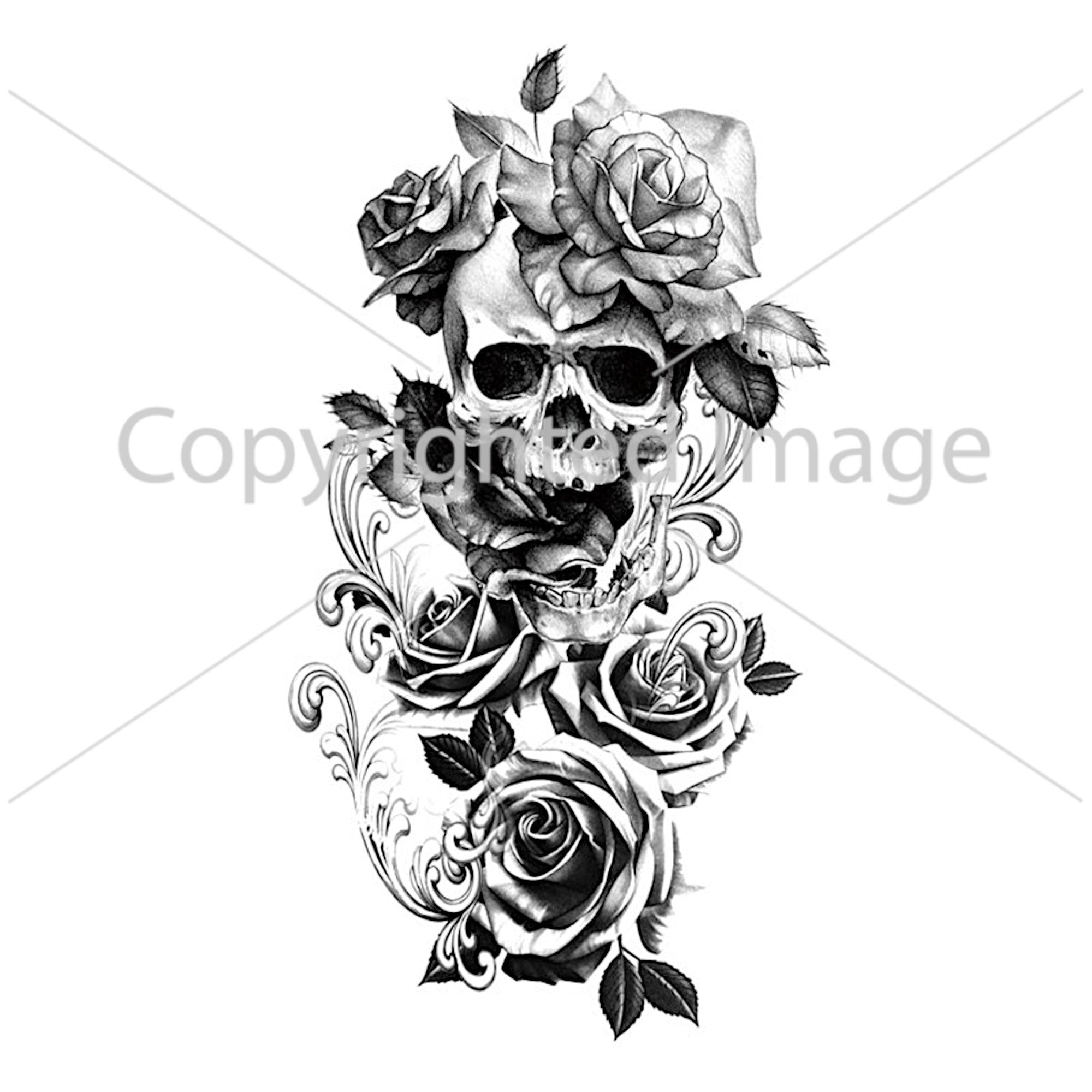 tattoos freetoedit  Womens Skull And Roses Tattoo HD Png Download   Transparent Png Image  PNGitem