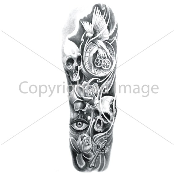 Skull Sleeve Tattoo Stencils
