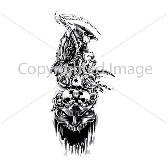 Reaper Tattoo Stencil