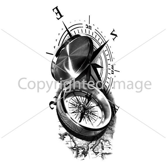 Tattoo Design 3D Compass Digital Download - Etsy Australia