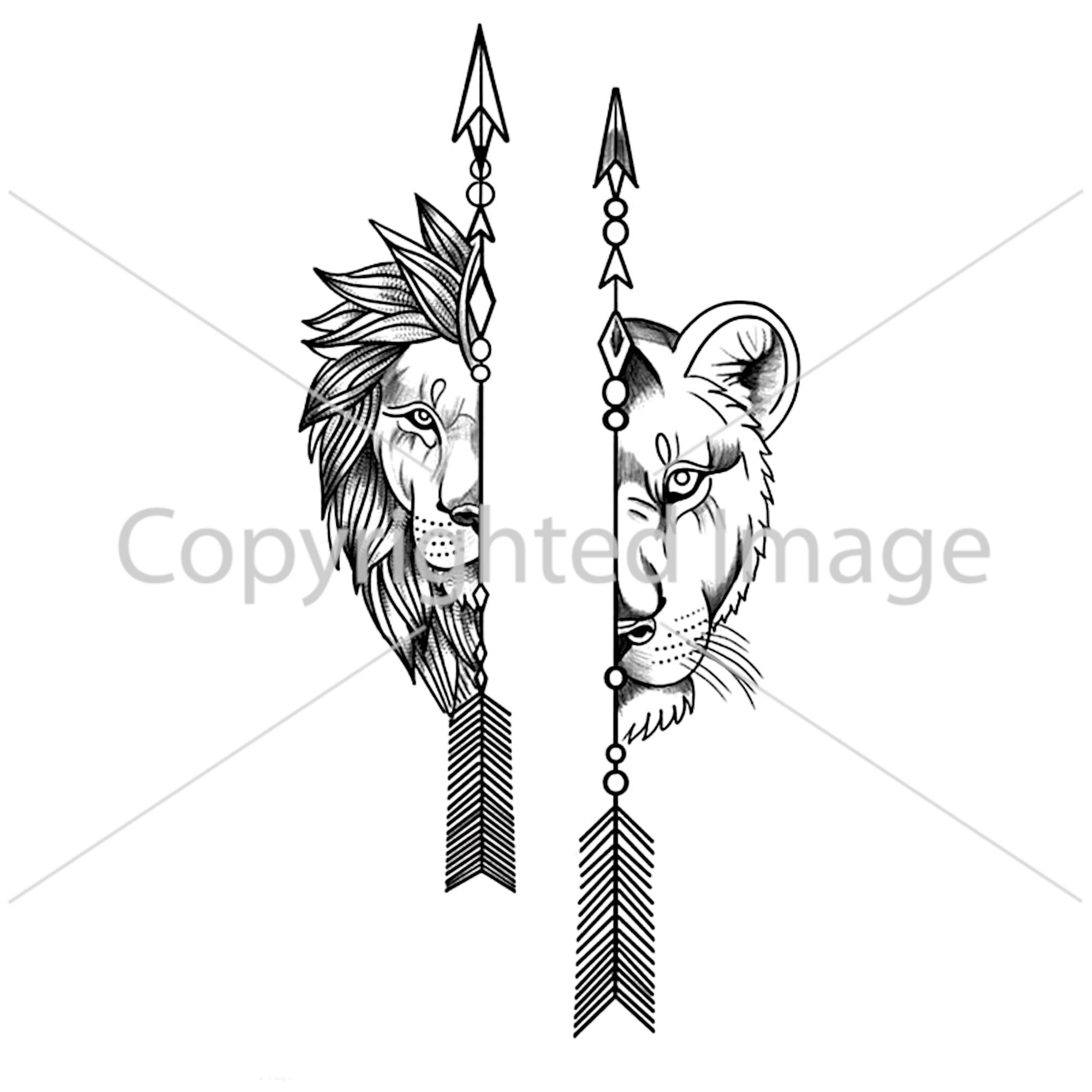 Tattoo Design Arrows With Lions Digital Download - Etsy New Zealand