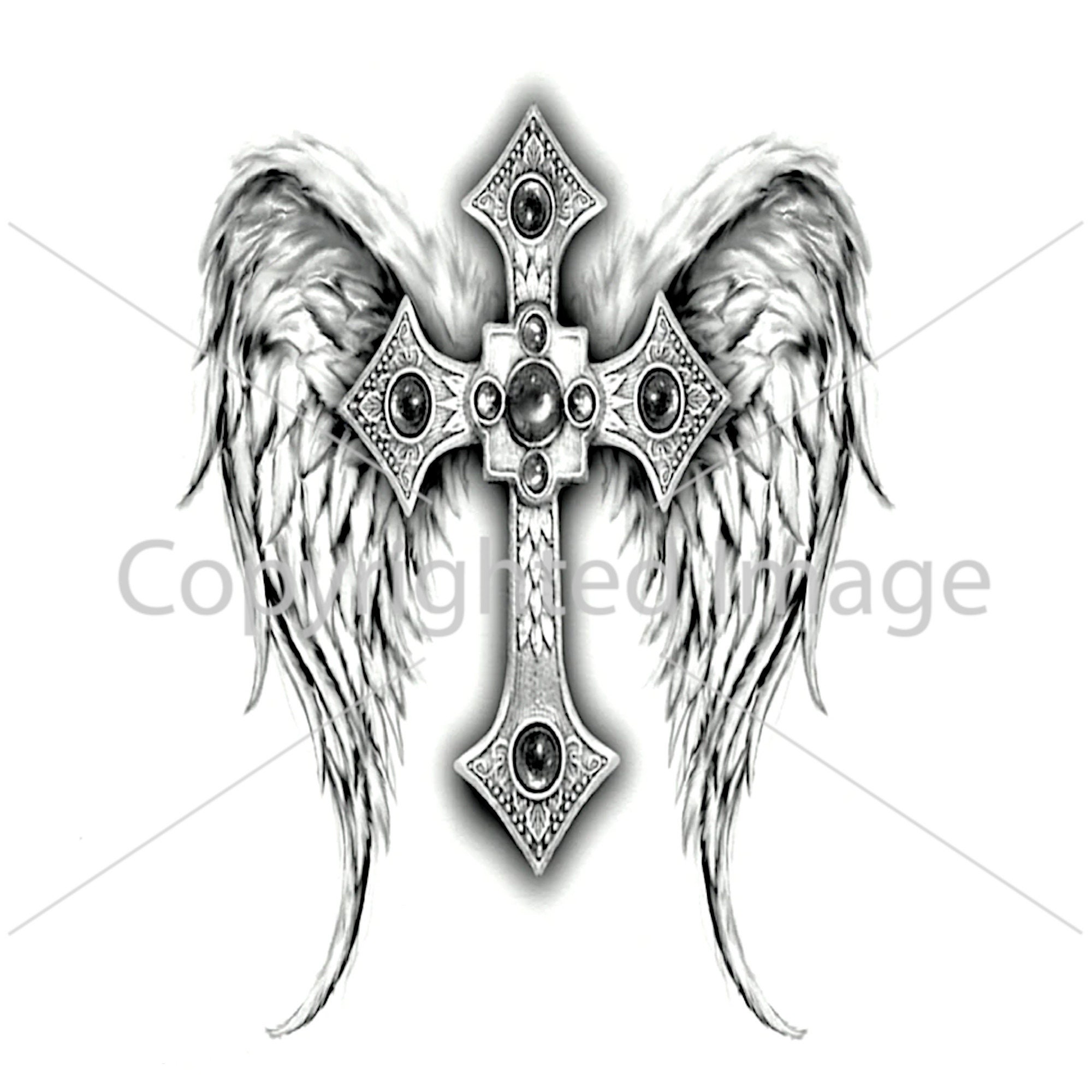 Cross With Wings Tattoo Designs For Men