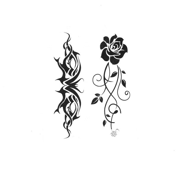 Flowers tribal Semi-Permanent Waterproof Temporary Tattoo Lasts 2 weeks ships worldwide