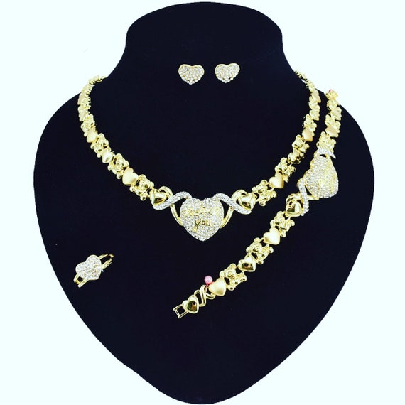 teddy bear necklace set