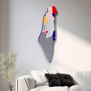 Sculpture murale de carte d'Israël 3D, Judaica Pop Art, cadeau pour la maison, support avec ISRAL, art juif unique, une oeuvre d'art de conversation, art d'Israël