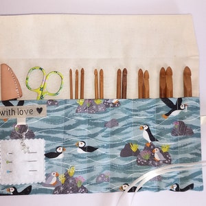 Crochet Hook Case: Puffin design