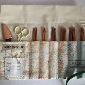 Crochet Hook Case: Map print design