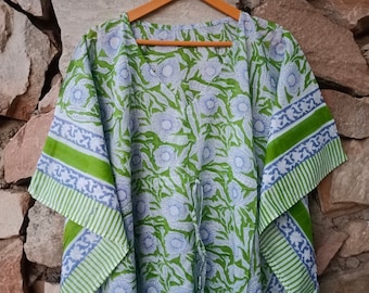 Women Wear Cotton Kaftan, Comfortable Clothing, Hand Block Print Caftan, India Dress, Beach Cover Ups, Sleepwear, Summer Maxi Dress, Tunic