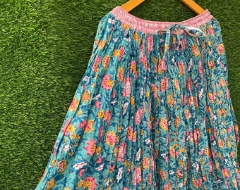 Spódnica maxi z bawełny z nadrukiem kwiatowym, ręcznie robiona: Spódnica plażowa w stylu boho