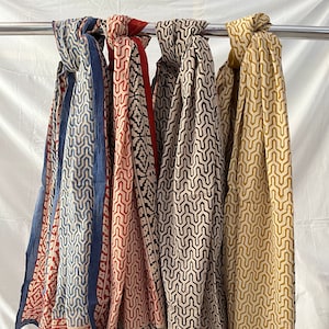 Bagru Print Cotton Scarf: Indian Hand Block Print Beach Sarong