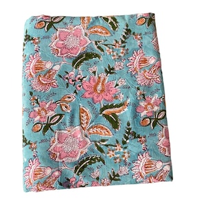 Floral Block Print Cotton Fabric: Jaipuri Voile, Light Weight