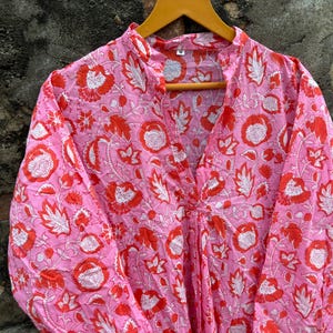 Floral Print Cotton Long Dress: Handmade Block Print Gown