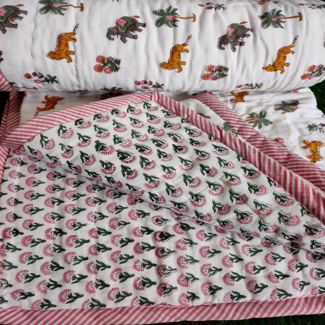 Animal Print Baby Quilt Handmade Bedding Baby Quilt Blanket, Organic