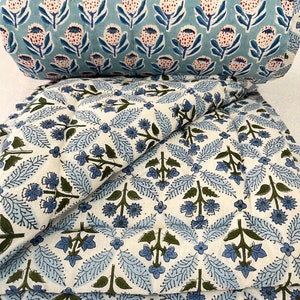 Light Weight Winter Reversible Razai Winter Warm Razai Quilt, Bedspread Quilt Ethnic Hand Block Print Coverlet Quilt Blanket Warm Bedding image 2