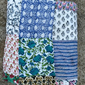 Couette Razai en patchwork fait main : couvre-lit réversible à imprimé floral image 6