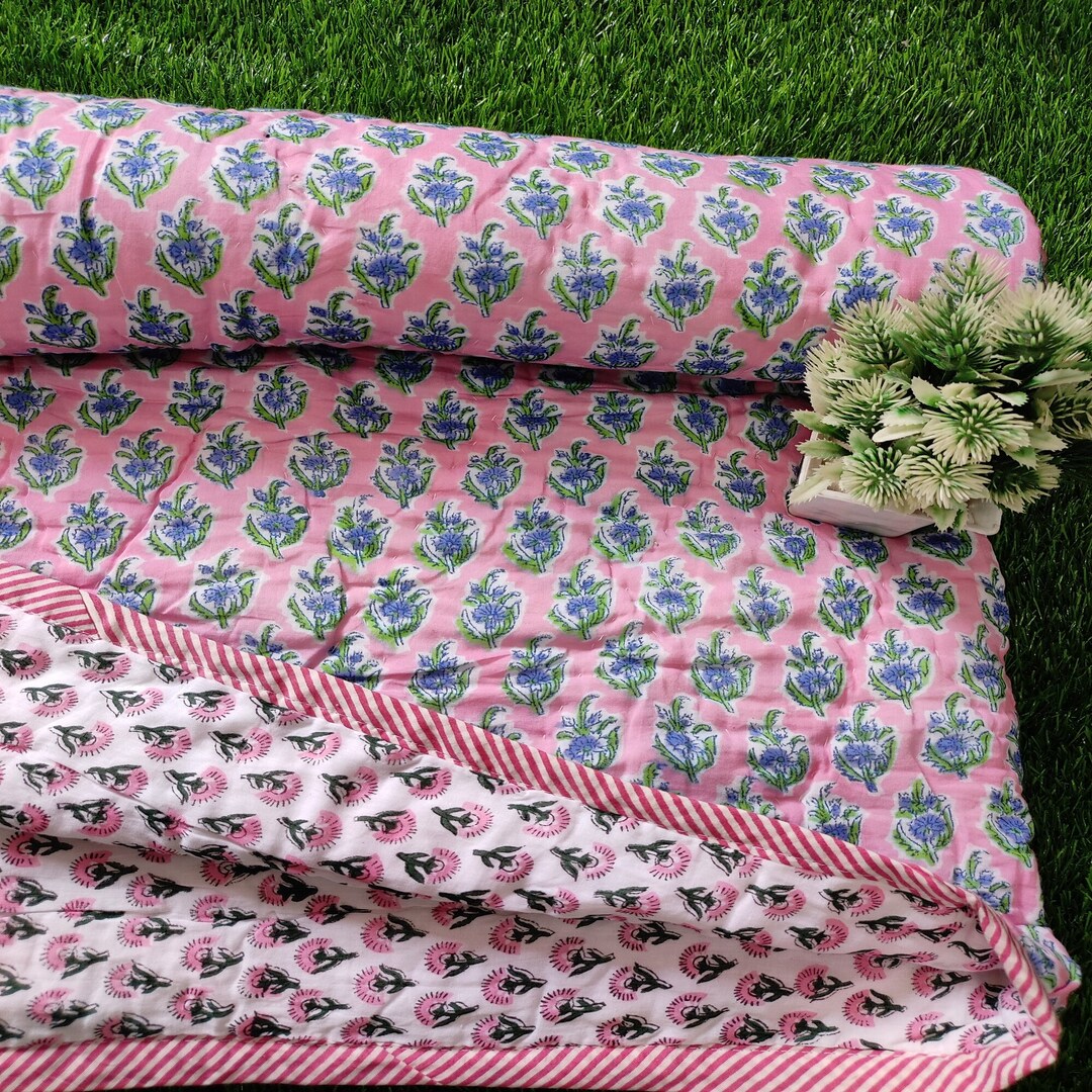 Bedspread Throw Floral Printed Baby Quilt, Traditional Toddler Hand