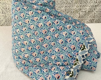 手染めブロックプリントのリバーシブルキルト：軽量ウィンターラザイ