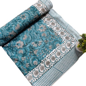 Indian Hand Block Print Bedsheet: Twin Floral Cotton Bed Cover
